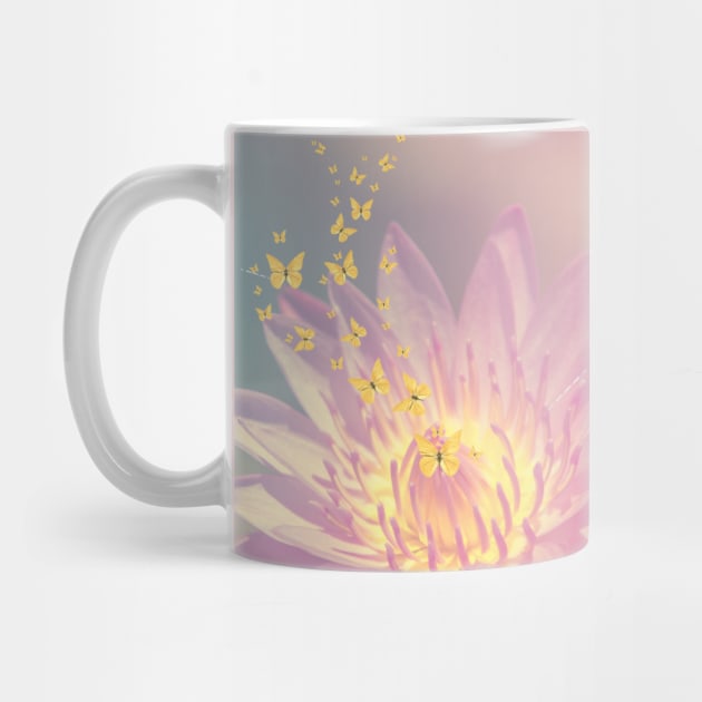 Lotus Flower Butterflies Cute by BellaPixel